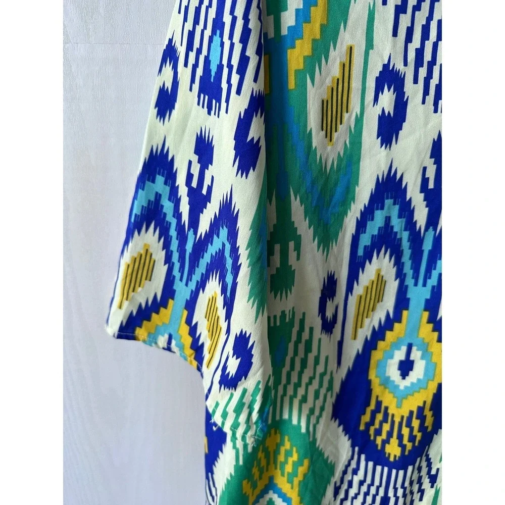 Boho Beach Coverup Split V Neck Tunic Kaftan Resort Beach Cover Up Dress S Lulla - Picture 4 of 10